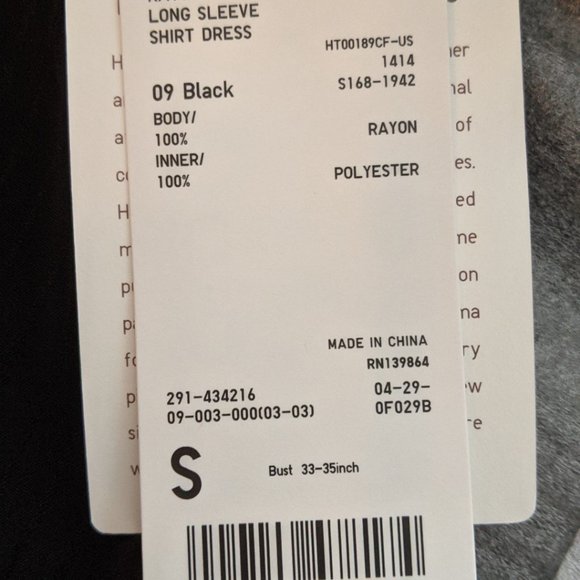 NWT HANA TAJIMA BLACK RAYON LONG-SLEEVE DRESS - Picture 10 of 12